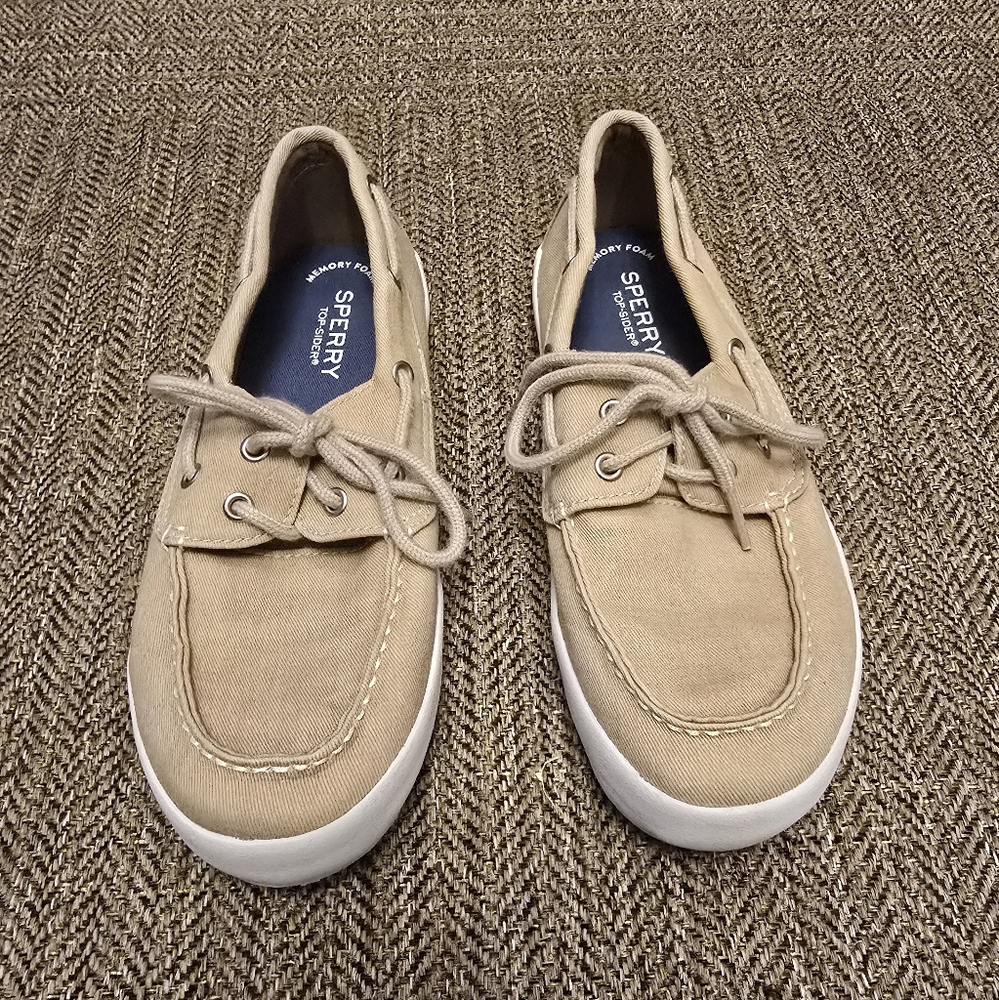 Sperry Big Kids Tan Memory Foam Top-Sider Boat Shoes Size 4